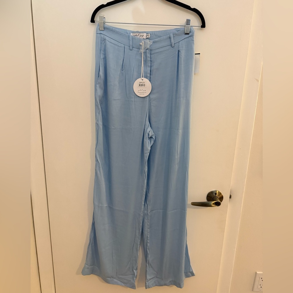 Petal & Pup Pale Blue Wide-Leg Trousers